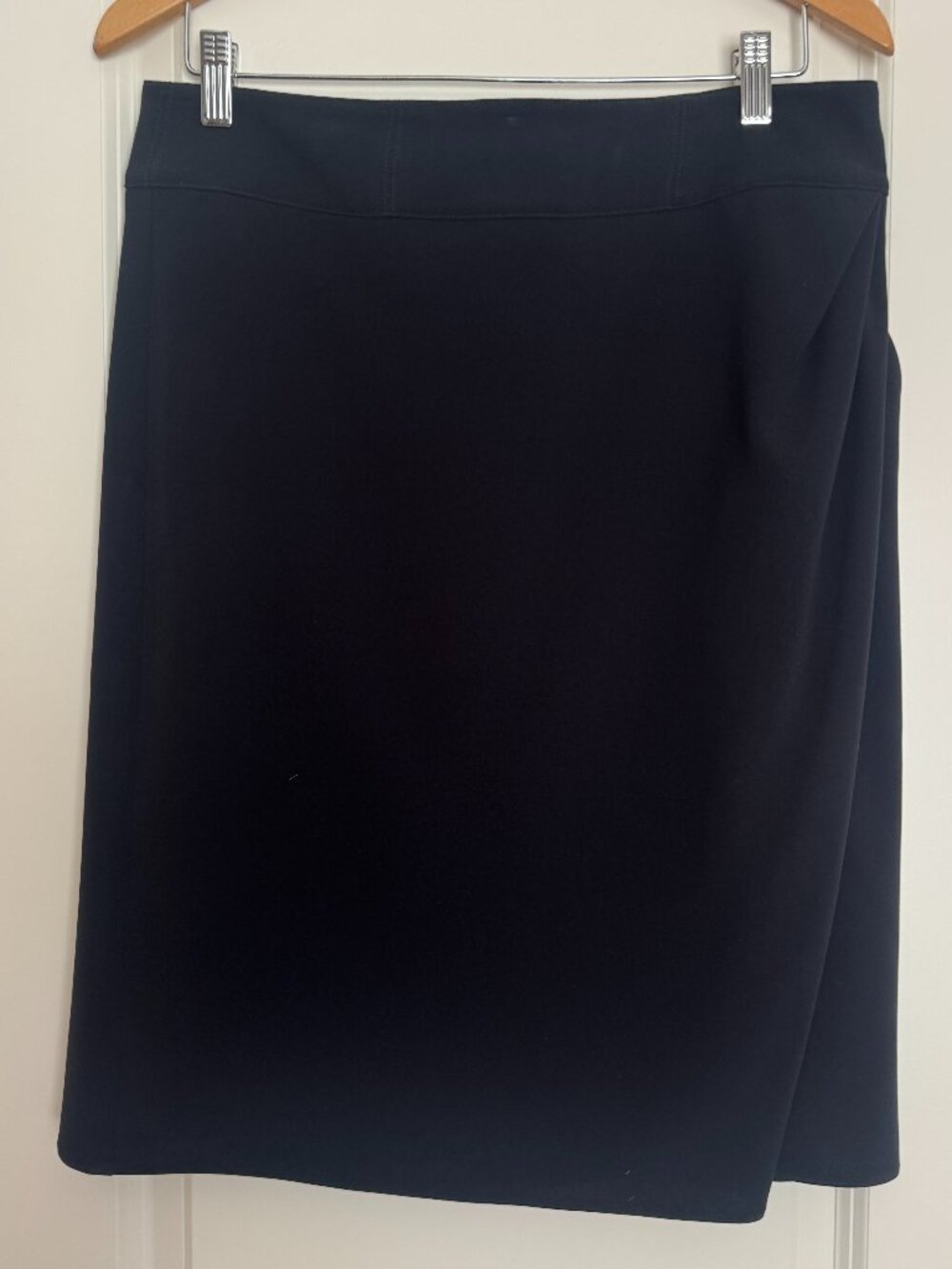 Armani Collezioni Black Pleated Wrap Front Pencil Skirt Sz 10